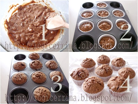 [ Muffins con Cioccolato e Biscotti - ricetta fotografata ]