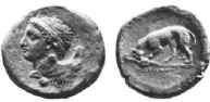 Eracle su una moneta di agira. Sec. IV a.C. 