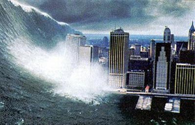 nel film Deep Impact cosi si immaginava l'impatto di un mostruoso Tsunami provocato da un impatto meteoricao contro New York