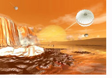 Rappresentazione artistica di un paesaggio su Titano.