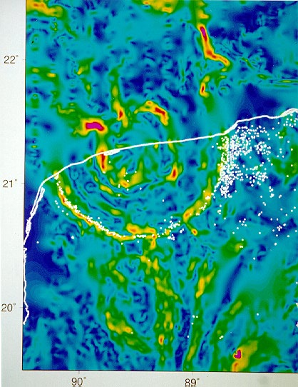Horizontal gradient map of the Bouguer gravity anomaly.
