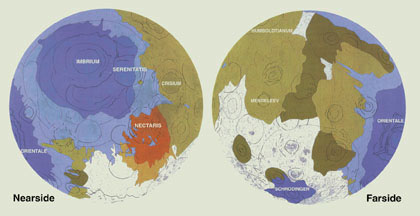 Maps showing regions of the Moon