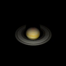 Inclinazione degli anelli di Saturno. Animazione gif.