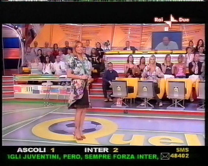 Simona Ventura wear black slip in a TV show 5
