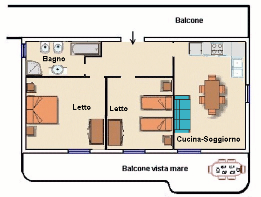 Pianta primo piano - casa bellavista - appartamento per ferie