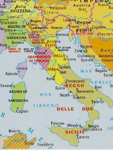 Carta politica di'Italia nel 1815