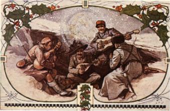 cartolina che ritrae solo soldati alleati: Scozzesi, Italiani, Francesi e Russi