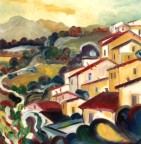 "Scorcio di Paese Jonico" - Olio su tela - cm. 83x83