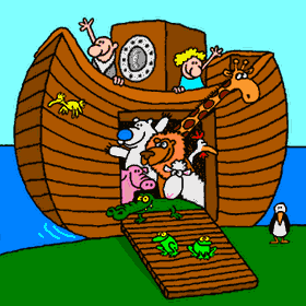 No entr nell'arca e con lui i suoi figli, sua moglie e le mogli dei suoi figli, per sottrarsi alle acque del diluvio.....    Gn.7,7-8