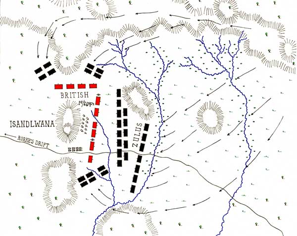 Map of the Battle of Isandlwanan Zulu War