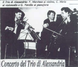 Il Trio di Alessandria: V. Marchese al violino, C. Merlo al violoncello e G. Vercillo al pianoforte