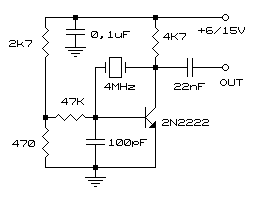 Schema di un oscillatore al quarzo