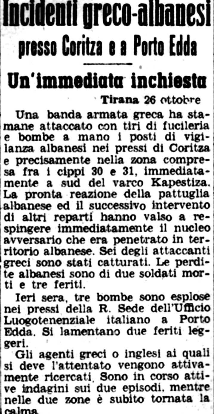 Il Popolo d'Italia domenica 27 ottobre 1940-il casus belli