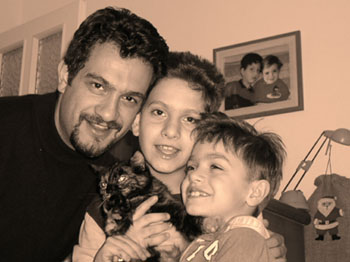 Con i figli Davide e Stefano