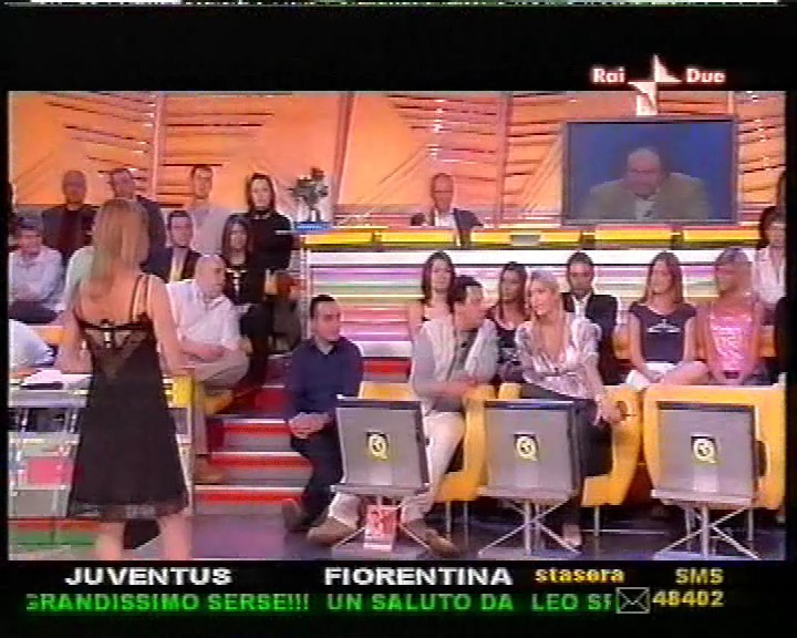 Simona Ventura wear black slip in a TV show 7