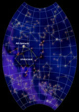 la costellazione dell'Ophiucus nella carta del cielo