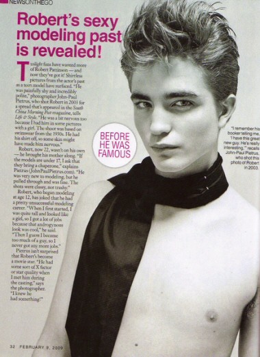 foto di Robert Pattinson modello a 17 anni