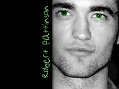 sfondo con scritta verde di Robert Pattinson