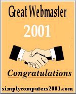 Simply Computers 2001 "Great WEbmaster"