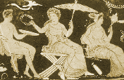 antichi Romani raffigurati su di
una ceramica dell' epoca