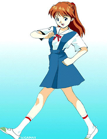 Asuka con l'uniforme scolastica