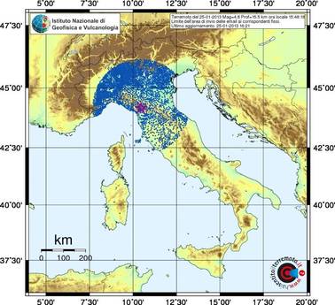 L'epicentro del sisma