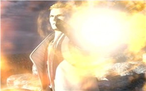 Seifer nel filmato iniziale che usa una magia Fire contro Squall