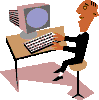 Uomo seduto davanti al computer