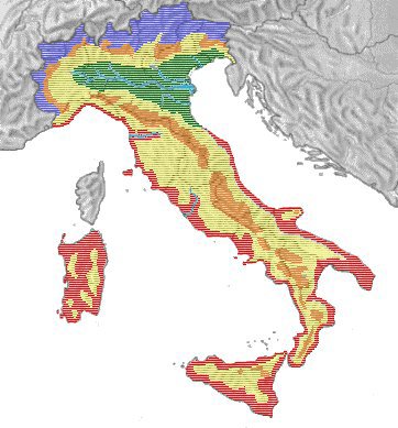 Distribuzione dei boschi in Italia