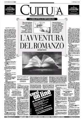 Alessandro Baricco_ L'avventura del romanzo - La Repubblica, 15 gennaio 2002, p.41