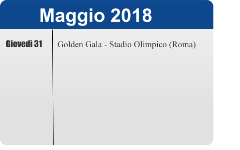 Maggio 2018 Giovedì 31          Golden Gala - Stadio Olimpico (Roma)