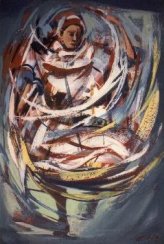 "Giocoliere" acrilico su tela 1982 - Angelo Fodde Oristano