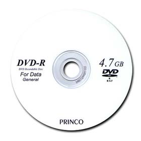 DVD-R 4x PRINCO 4.7 GB CAKEBOX 100 Pz.