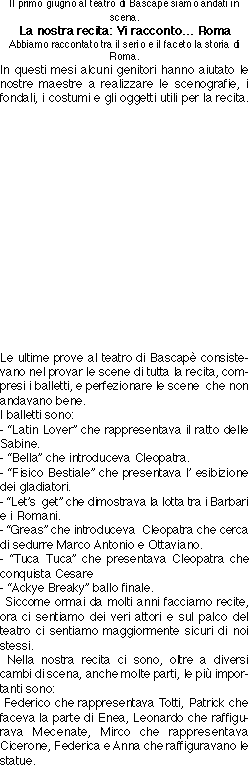 Il primo giugno al teatro di Bascapè siamo andati in scena.
La 