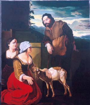 PASTORE E PASTORELLE IN UN PAESAGGIO SERALE DI J S GUIGNARD COPIA OLIO SU TELA CM 80X100