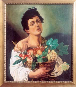 RAGAZZO CON CANESTRA DI FRUTTA DI CARAVAGGIO COPIA OLIO SU TELA CM 60X70