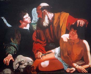 SACRIFICIO DI ISACCO DI CARAVAGGIO COPIA OLIO SU TELA CM 70X100