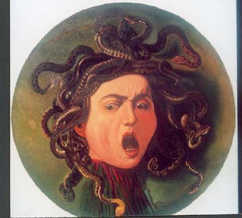 TESTA DI MEDUSA DI CARAVAGGIO COPIA OLIO SU TELA CM 60X60