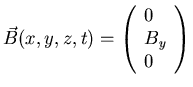 $ \vec{B}(x,y,z,t)= \left( \begin{array}{l}
0 \\
B_{y} \\
0 \\
\end{array} \right)$