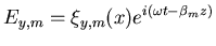 $\displaystyle E_{y,m}= \xi_{ y,m}(x) e^{i(\omega t - \beta_{m} z)}$