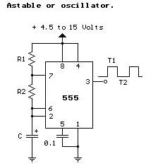 555 in configurazione astabile (oscillatore)