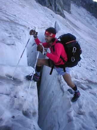 8 Agosto 2003, un passaggio della salita al Pizzo Bernina da Sondrio