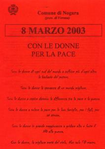8 MARZO 2003 CON LE DONNE PER LA PACE