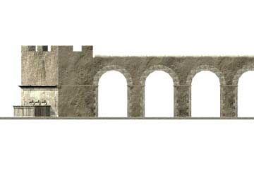 ricostruzione della testata dell'acquedotto con annessa fontana monumentale