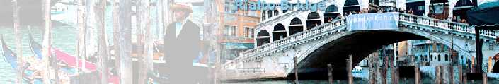 Venezia veduta del ponte di Rialto con le gondole e il tipico gondoliere un vero cicerone per il turista 