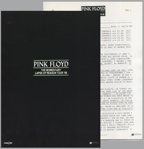 PINK FLOYD ITALY 1988 TOUR FOLDER/PRESS KIT 