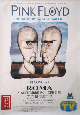 PINK FLOYD 1994 Roma concert poster