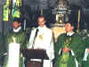 Bruno, Renato e Gioe Dall'Acqua, tutti carmelitani, concelebrano nella chiesa di Colfrancui