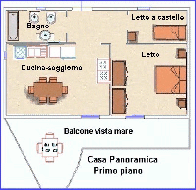 Pianta primo piano - casa Panoramica - case per vacanze