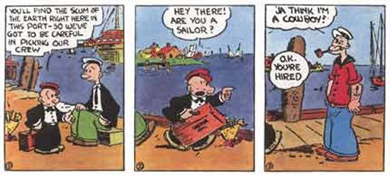 la prima apparizione di Popeye (1929)